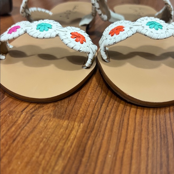 Jack Rogers Sz 8 M Lauren Sandals White w/ Multicolor Accents EUC - Picture 8 of 9